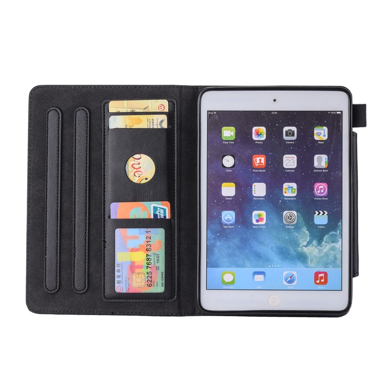Metal Buckle Business Wallet Stand Leather Smart Cover Shell with Pen Slot for iPad mini (2019) 7.9 inch- Black-6