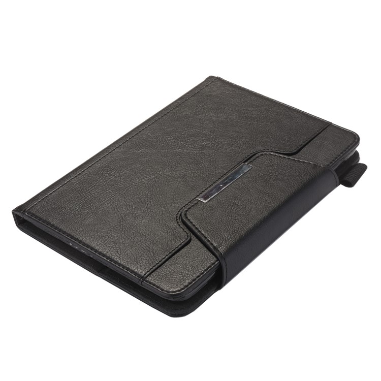 Metal Buckle Business Wallet Stand Leather Smart Cover Shell with Pen Slot for iPad mini (2019) 7.9 inch- Black-7