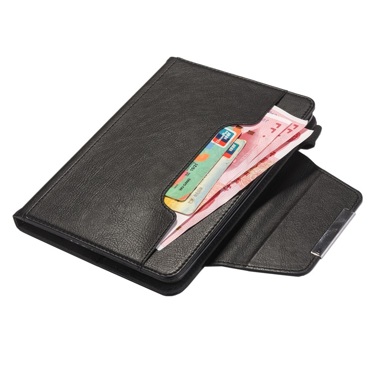 Metal Buckle Business Wallet Stand Leather Smart Cover Shell with Pen Slot for iPad mini (2019) 7.9 inch- Black-9