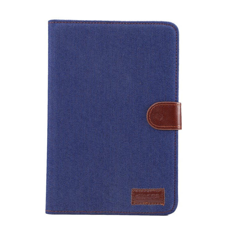 Jeans Cloth Wallet Stand Leather Cover for Apple iPad mini (2019) / mini 4 - Dark Blue-2