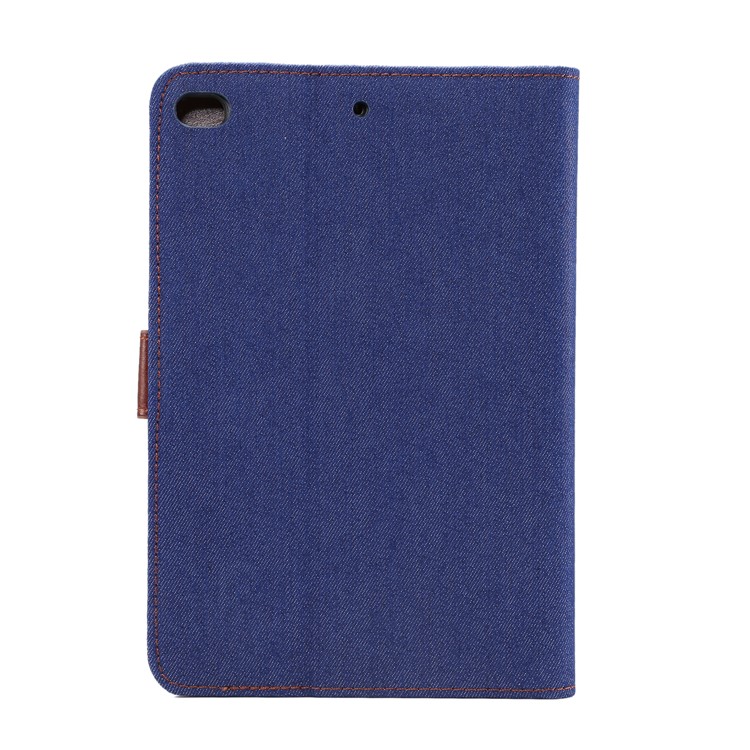 Jeans Cloth Wallet Stand Leather Cover for Apple iPad mini (2019) / mini 4 - Dark Blue-3