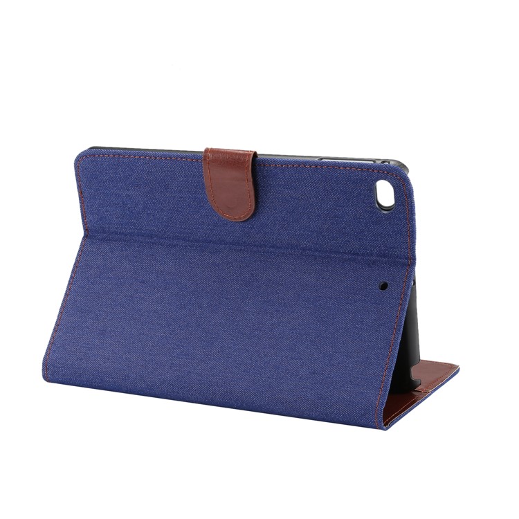 Jeans Cloth Wallet Stand Leather Cover for Apple iPad mini (2019) / mini 4 - Dark Blue-4