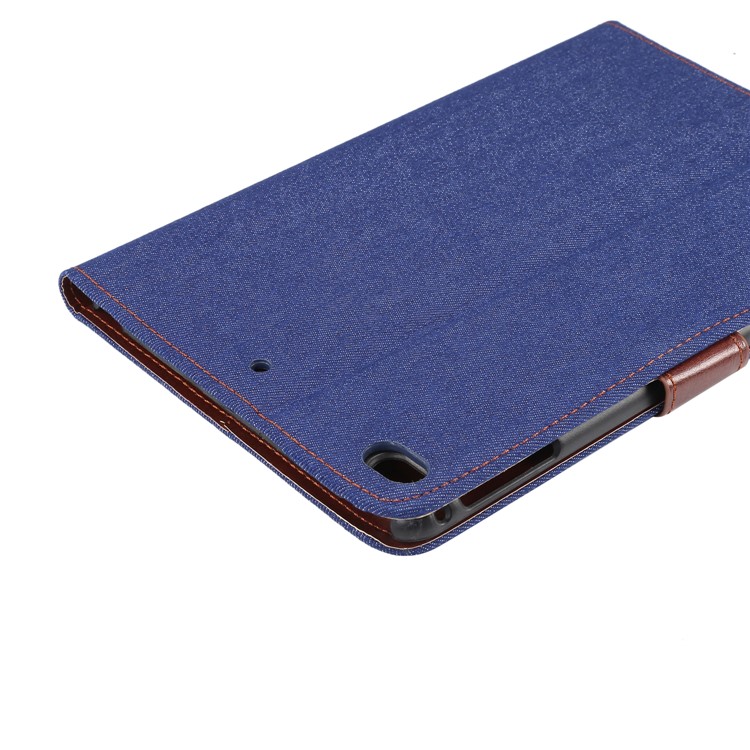 Jeans Cloth Wallet Stand Leather Cover for Apple iPad mini (2019) / mini 4 - Dark Blue-5