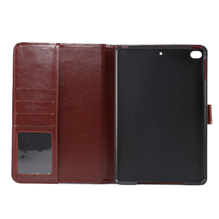 Jeans Cloth Wallet Stand Leather Cover for Apple iPad mini (2019) / mini 4 - Dark Blue-6