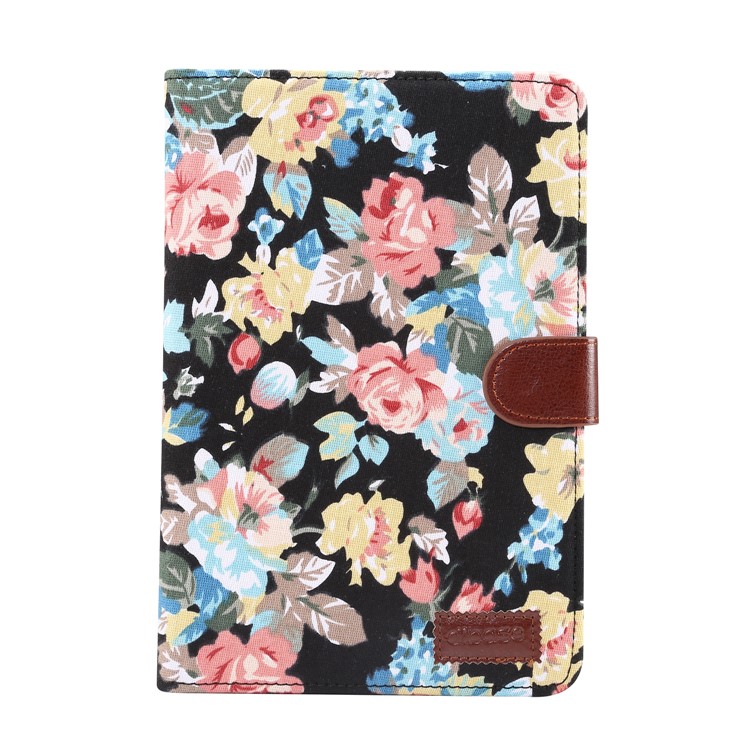 Flower Pattern Leather Wallet Case for Apple iPad mini (2019) / mini 4 - Black-2