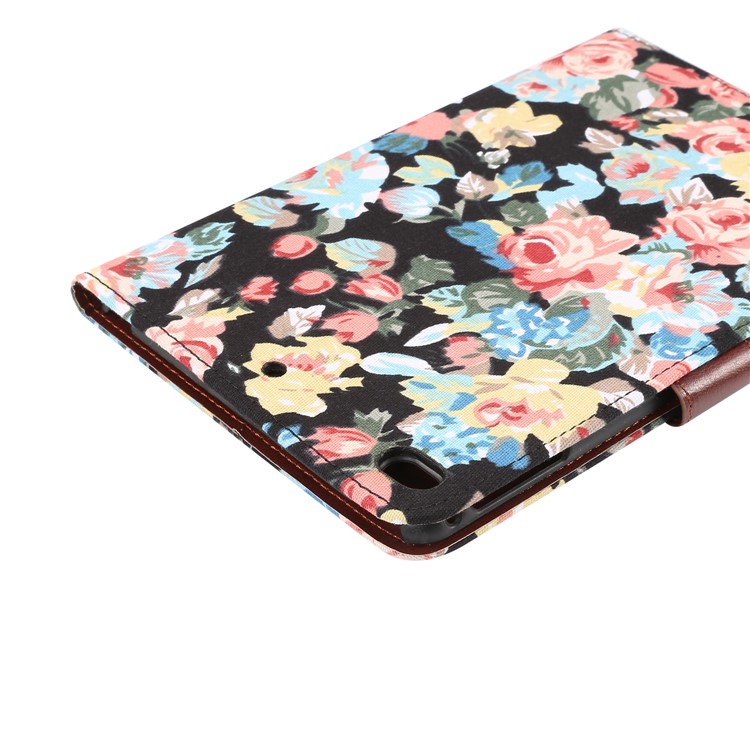 Flower Pattern Leather Wallet Case for Apple iPad mini (2019) / mini 4 - Black-5