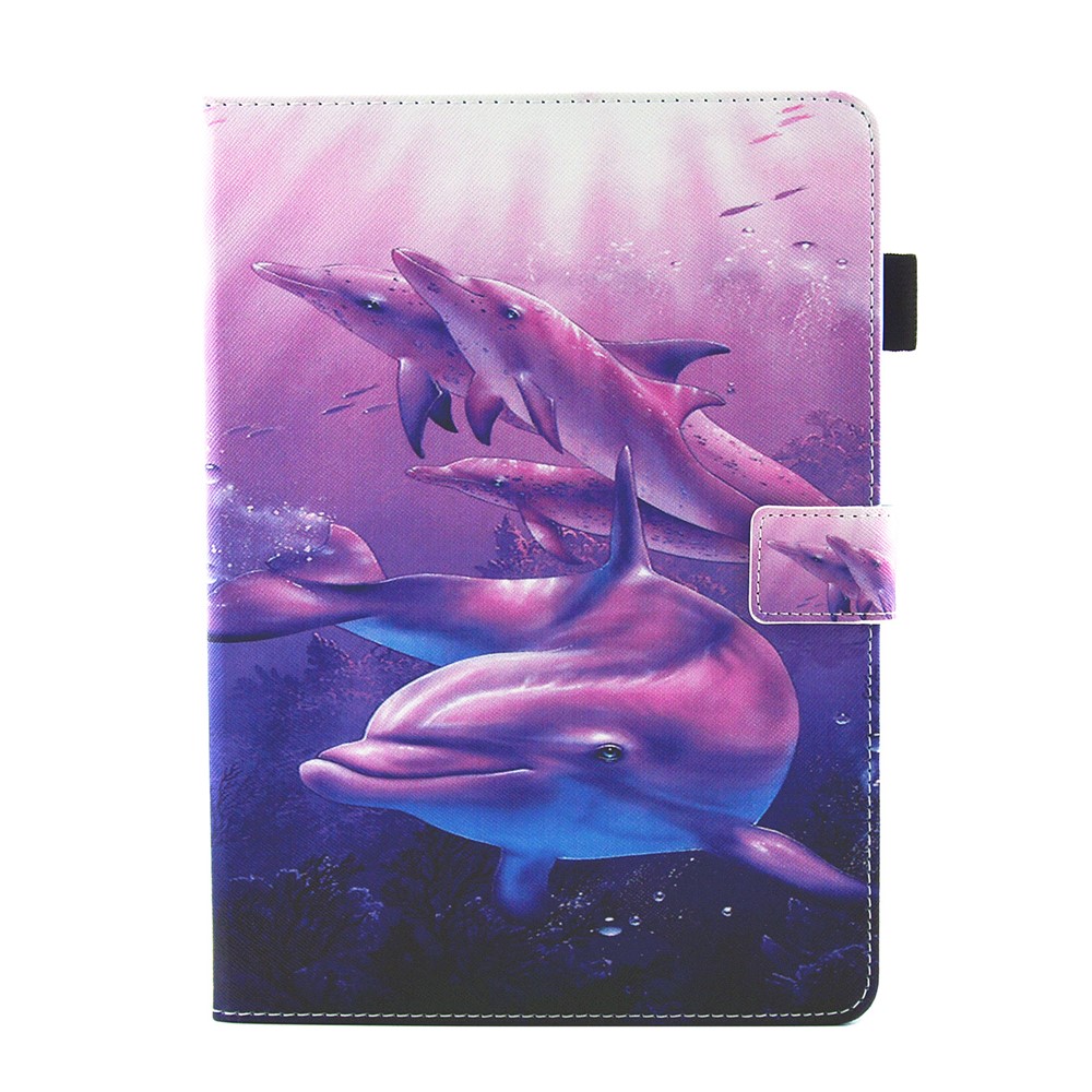 Patterned Leather Stand Smart Flip Case for iPad mini (2019) 7.9 inch - Dolphin-2