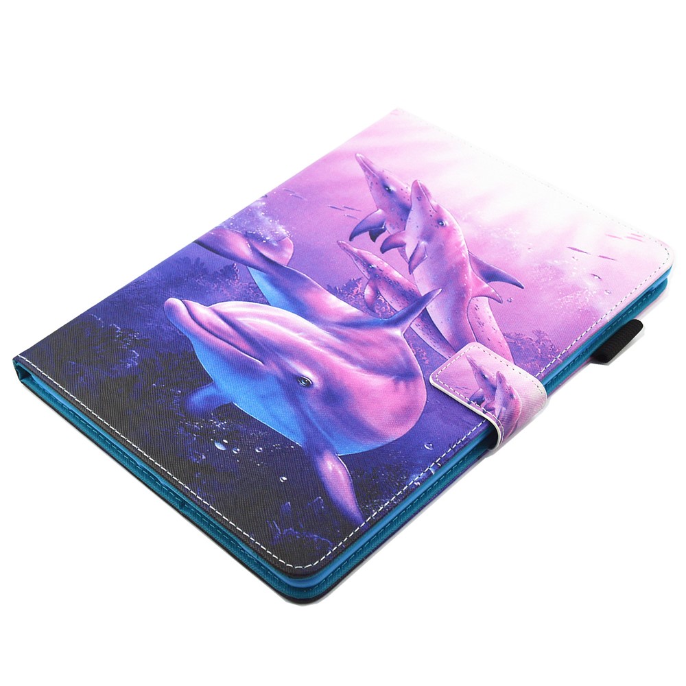 Patterned Leather Stand Smart Flip Case for iPad mini (2019) 7.9 inch - Dolphin-4