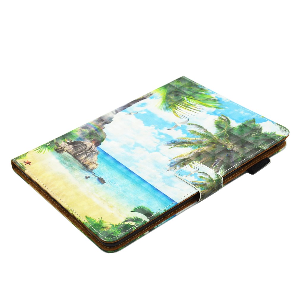 Light Spot Decor Patterned Card Slot Stand PU Leather Case for iPad mini (2019) 7.9 inch - Sea Scene-9