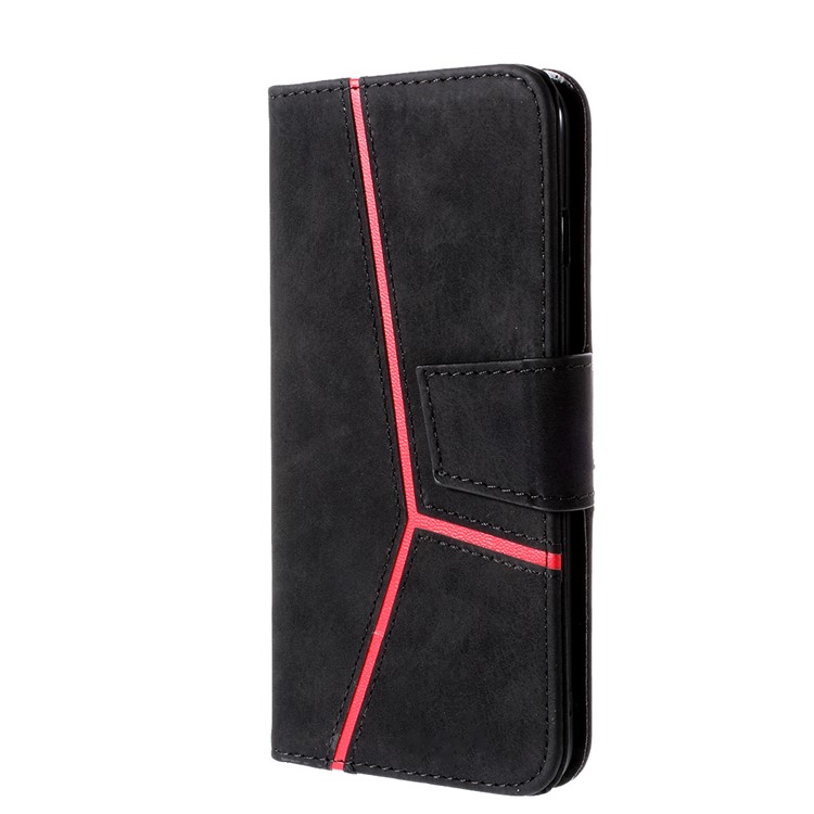 Business Style Splicing Leather Wallet Case Accessory for iPhone XS Max 6.5 inch - Black-2