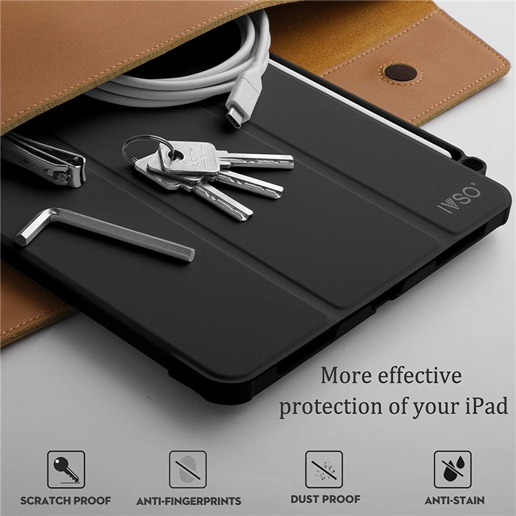 IVSO Tri-fold Stand Auto-wake/seep Leather Smart Protector Shell for iPad Pro 11-inch (2018) - Black-8