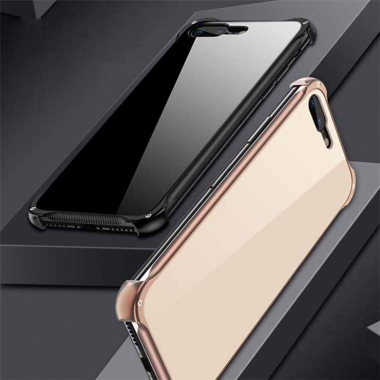 For iPhone 7 Plus / 8 Plus Tempered Glass + Metal Frame Phone Case - Gold-6