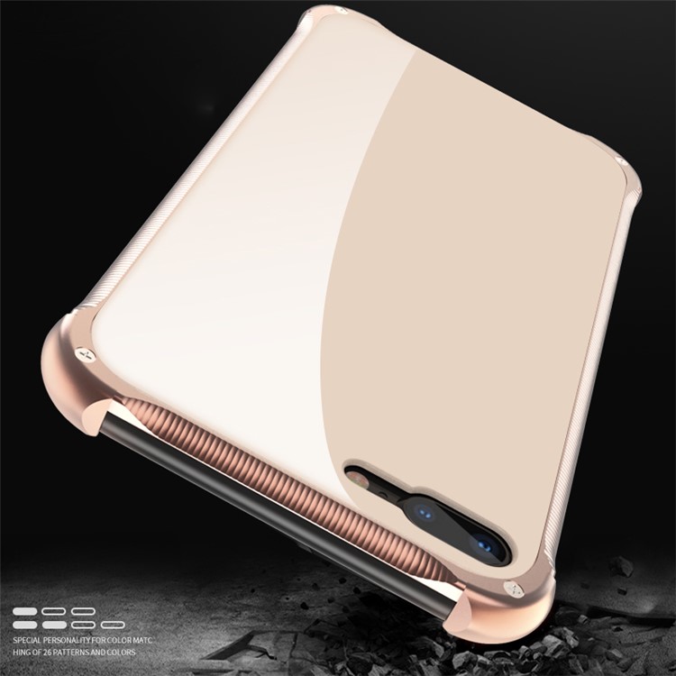 For iPhone 7 Plus / 8 Plus Tempered Glass + Metal Frame Phone Case - Gold-8