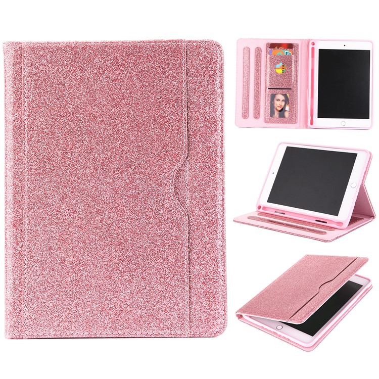 

For iPad mini (2019) 7.9 inch / 4 / 3 / 2 / 1 Multifunctional Flash Powder Smart PU Leather Tablet Shell - Pink, iPad mini (2019) 7.9 inch