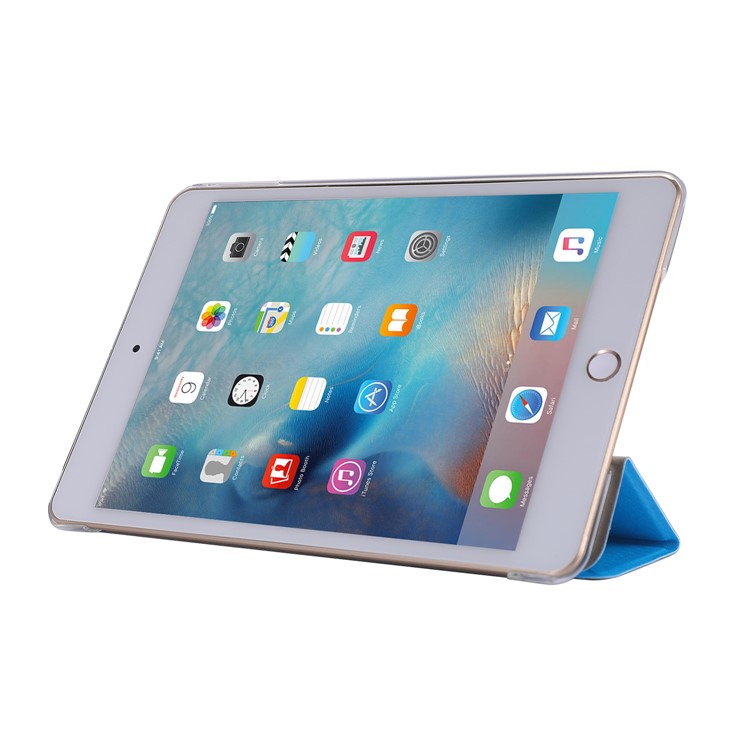 Silk Texture Origami Stand PU Leather Case for iPad mini (2019) 7.9 inch - Baby Blue-10