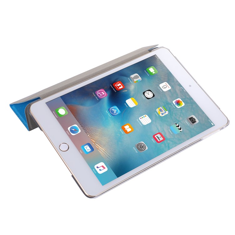 Silk Texture Origami Stand PU Leather Case for iPad mini (2019) 7.9 inch - Baby Blue-12