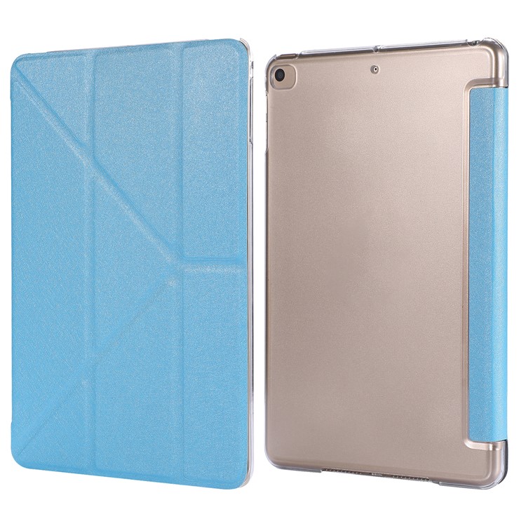 Silk Texture Origami Stand PU Leather Case for iPad mini (2019) 7.9 inch - Baby Blue-4