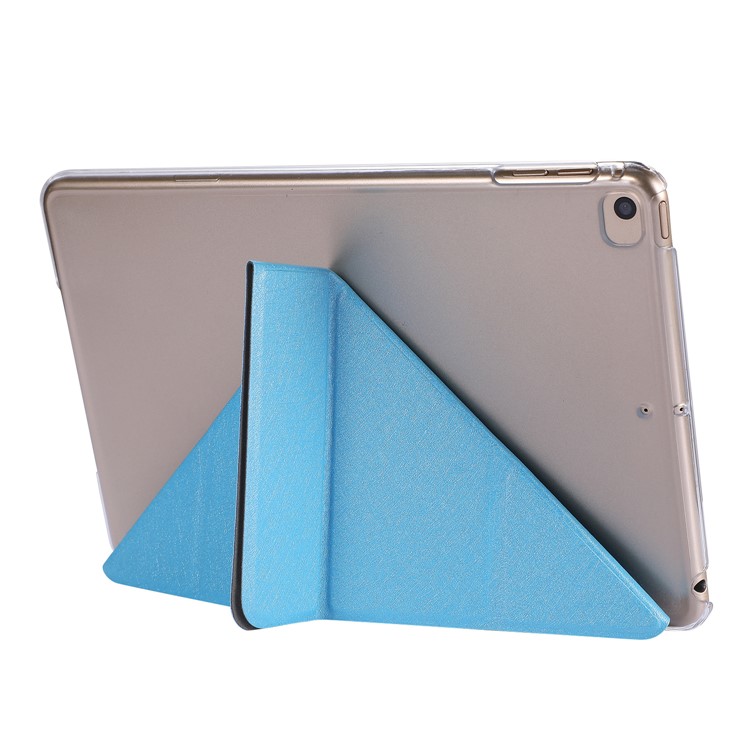 Silk Texture Origami Stand PU Leather Case for iPad mini (2019) 7.9 inch - Baby Blue-5