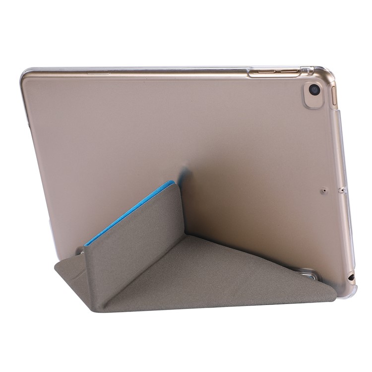 Silk Texture Origami Stand PU Leather Case for iPad mini (2019) 7.9 inch - Baby Blue-7