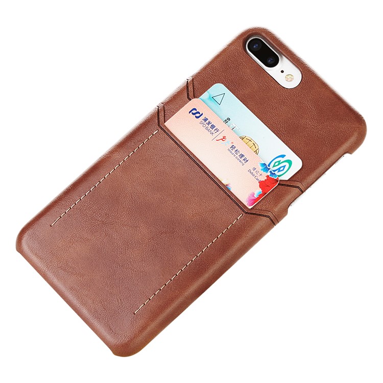 Dual Card Slots PU Leather Coated Hard PC Case for iPhone 6s Plus / 6 Plus 5.5-inch - Brown-6