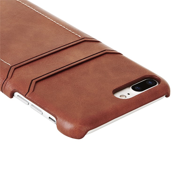 Dual Card Slots PU Leather Coated Hard PC Case for iPhone 6s / 6 4.7-inch - Brown-2