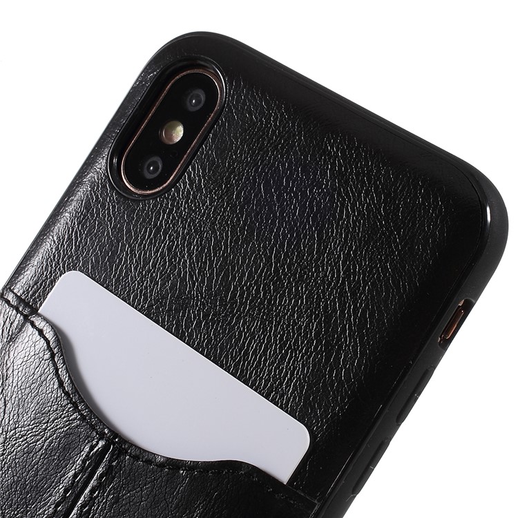 PU Leather Coated TPU Mobile Phone Shell with Card Slot for 	iPhone XS Max 6.5 inch - Black-2