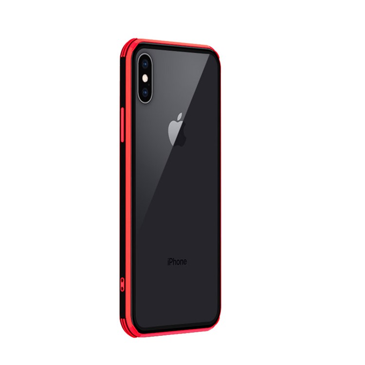 NXE Half Moon Pattern Printing Glass Phone Cover for iPhone XS Max 6.5 inch - Red-2