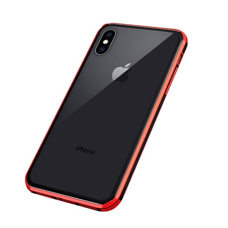 NXE Half Moon Pattern Printing Glass Phone Cover for iPhone XS Max 6.5 inch - Red-3
