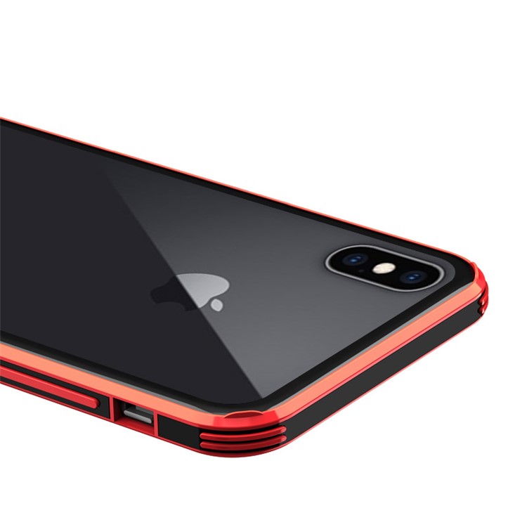 NXE Half Moon Pattern Printing Glass Phone Cover for iPhone XS Max 6.5 inch - Red-4