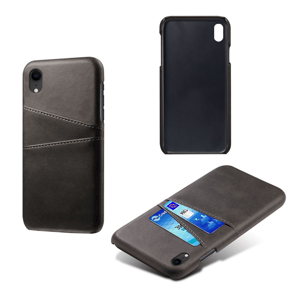 Dual Card Slots PU Leather Coated PC Case for iPhone XR 6.1 inch - Black-2