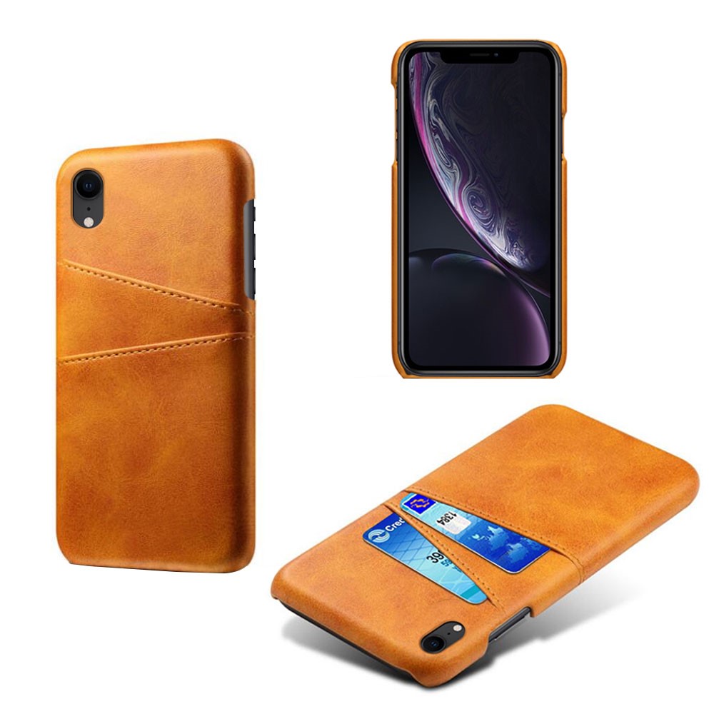 Dual Card Slots PU Leather Coated PC Case for iPhone XR 6.1 inch - Orange