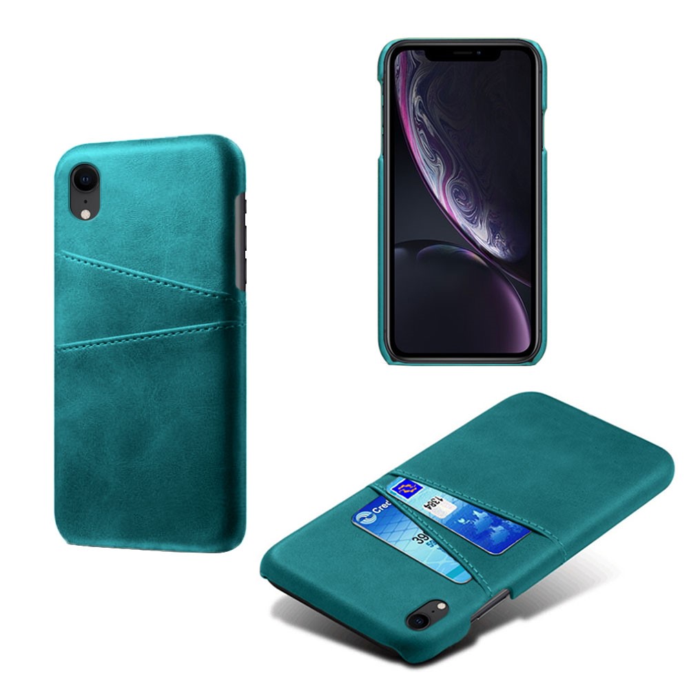 Dual Card Slots PU Leather Coated PC Case for iPhone XR 6.1 inch - Green