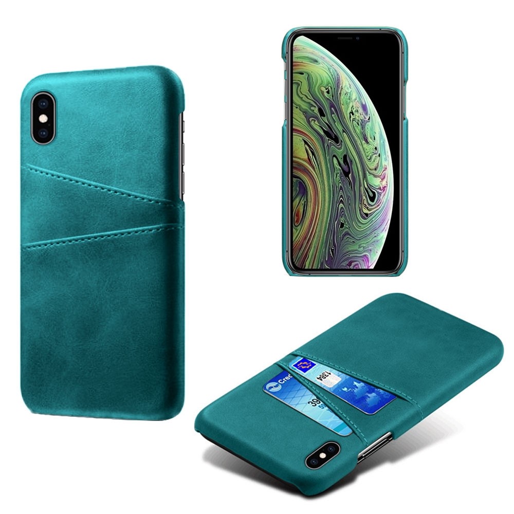 KSQ PU Leather Coated PC Case for iPhone XS 5.8 inch, Ultra Slim Card Holder Shockproof Phone Cover - Green