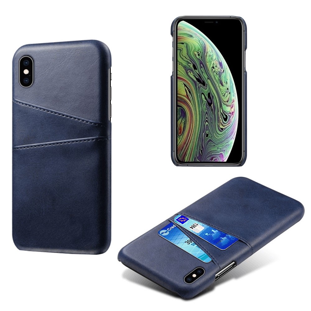 KSQ PU Leather Coated PC Case for iPhone XS 5.8 inch, Ultra Slim Card Holder Shockproof Phone Cover - Blue