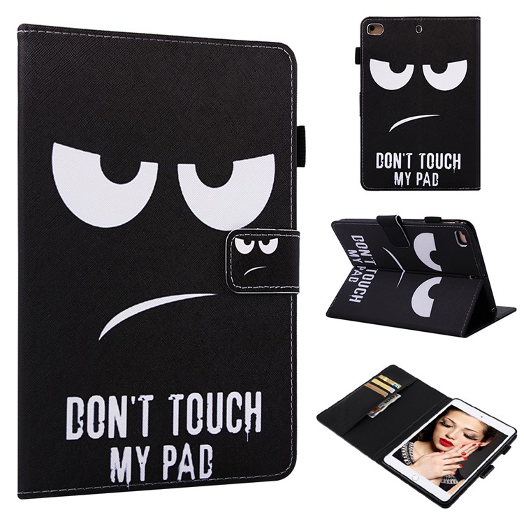 Support D'impression De Modèle De Support En Cuir Couverture Pour Ipad Mini (2019) 7,9 Pouces / mini 1/2/3/4 - Visage Énervé-1