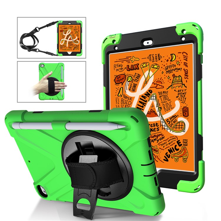 

[X-Shape] PC + TPU 360-degree Swivel Kickstand Case with Hand Strap for iPad mini (2019) 7.9 inch / mini 4 - Green, iPad mini (2019) 7.9 inch