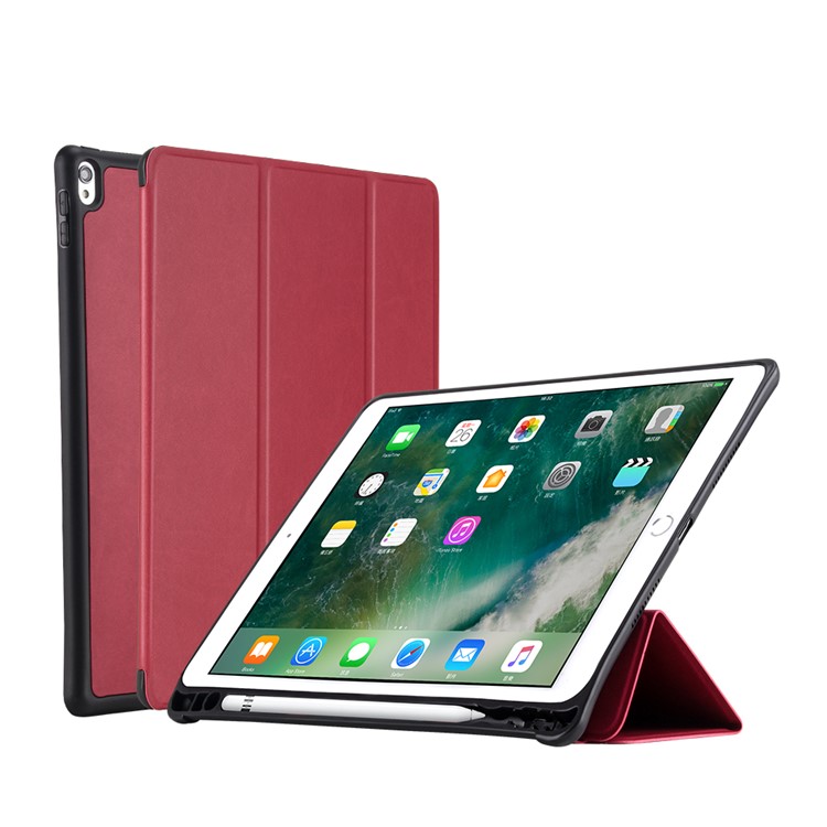 

Tri-fold PU Leather Stand Tablet Case Cover with Pen Slot for iPad Air 10.5 inch (2019)/iPad Pro 10.5-inch (2017) - Wine Red, iPad Air (2019)
