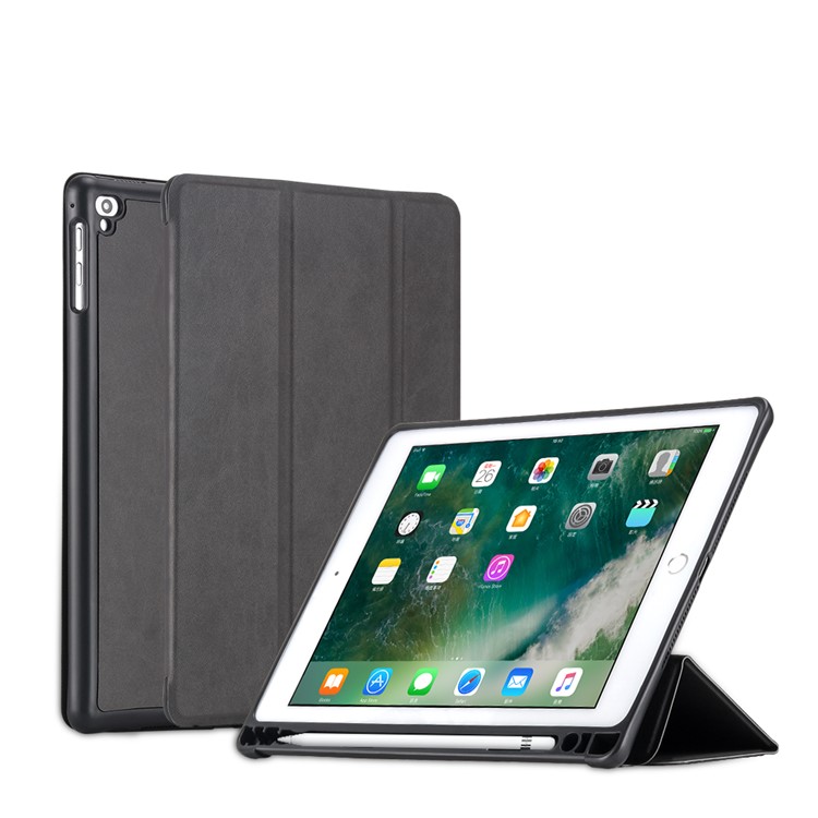 

Tri-fold PU Leather Stand Cover Tablet Case with Pen Slot for iPad 9.7-inch (2018) / iPad Air 2 - Black, iPad 9.7 (2018)