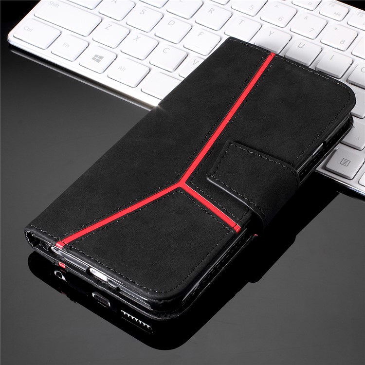 Business Splicing Wallet Stand Leather Cover for iPhone XR 6.1 inch - Black-10