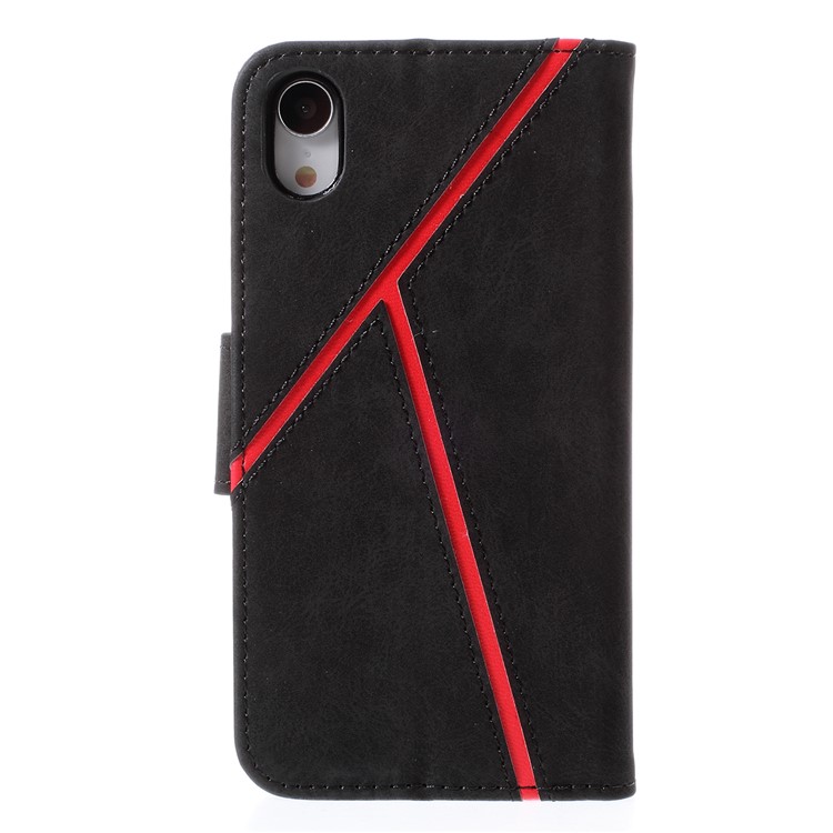 Business Splicing Wallet Stand Leather Cover for iPhone XR 6.1 inch - Black-4