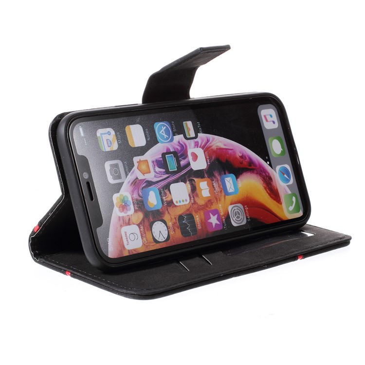 Business Splicing Wallet Stand Leather Cover for iPhone XR 6.1 inch - Black-8