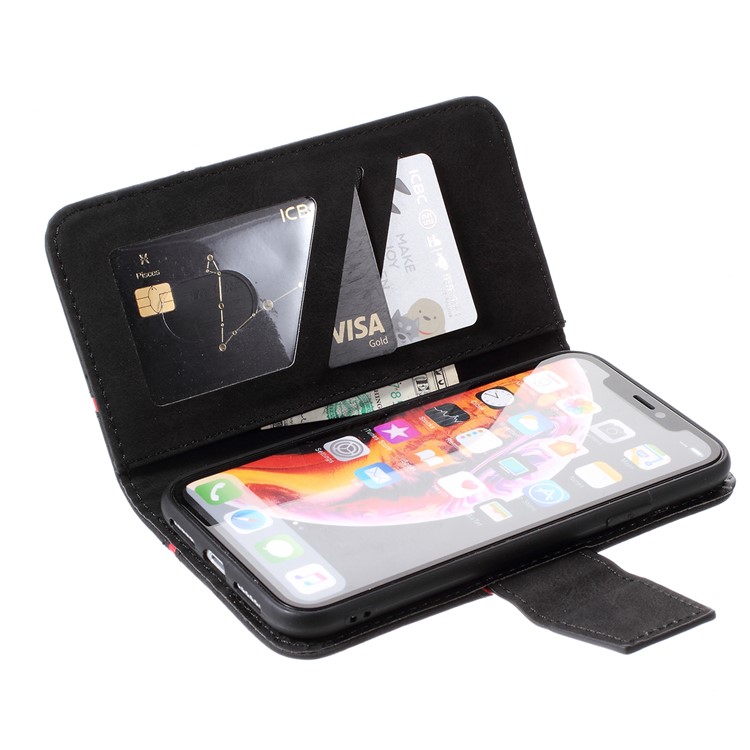Business Splicing Wallet Stand Leather Cover for iPhone XR 6.1 inch - Black-9