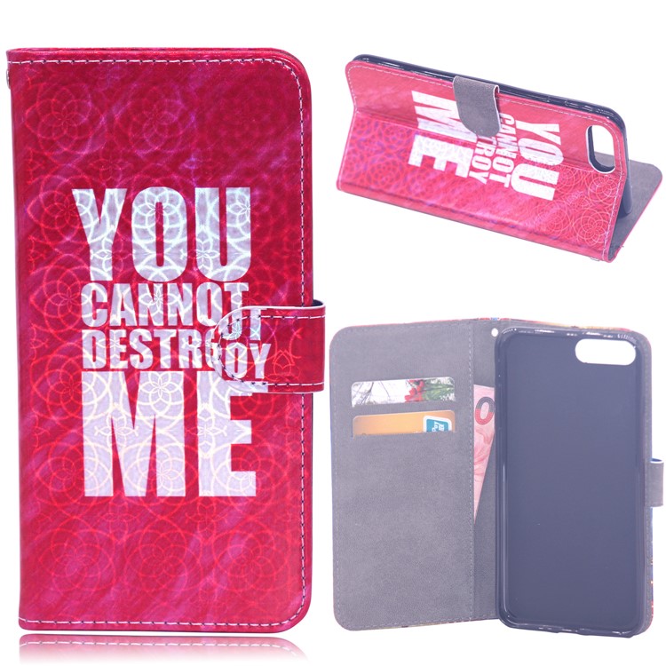 

Laser Carving Pattern Printing Wallet Leather Case with Strap for iPhone 8 Plus / 7 Plus 5.5 inch - You Can Not Destroy Me, iPhone 8 Plus 5.5 inch