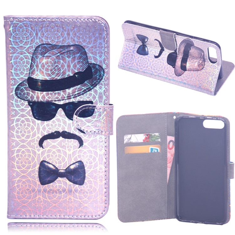 

Laser Carving Pattern Printing Wallet Leather Case with Strap for iPhone 8 Plus / 7 Plus 5.5 inch - Gentleman, iPhone 8 Plus 5.5 inch
