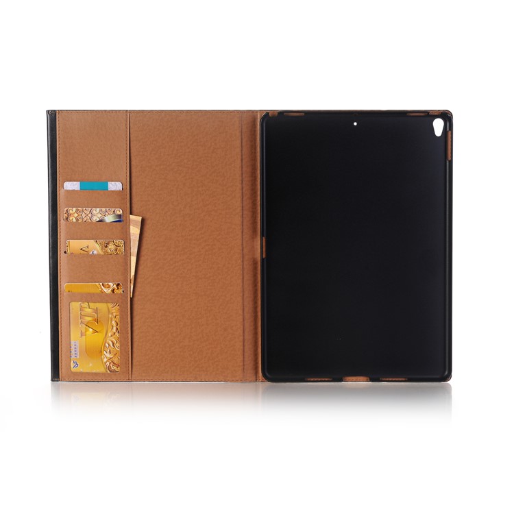 Glossy Smooth Surface Wallet Stand Leather Protective Case for iPad Air 10.5 inch (2019) / Pro 10.5-inch (2017) - Black-3