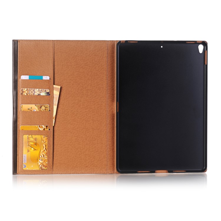 Glossy Smooth Surface Wallet Stand Leather Protective Case for iPad Air 10.5 inch (2019) / Pro 10.5-inch (2017) - Brown-3