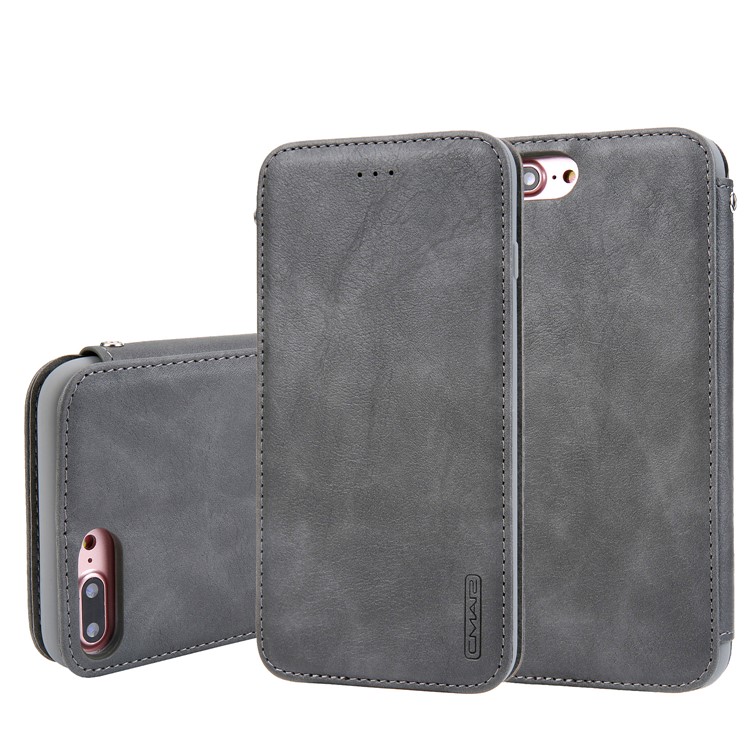 CMAI2 TPU+PU Leather Phone Case for iPhone 8 Plus - Grey-1