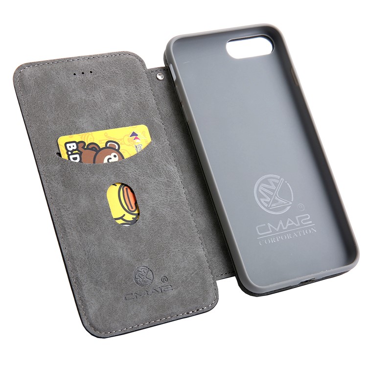 CMAI2 TPU+PU Leather Phone Case for iPhone 8 Plus - Grey-11