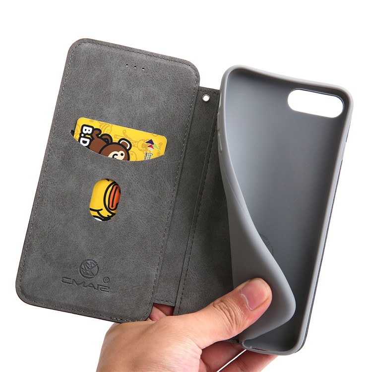 CMAI2 TPU+PU Leather Phone Case for iPhone 8 Plus - Grey-12