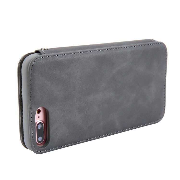 CMAI2 TPU+PU Leather Phone Case for iPhone 8 Plus - Grey-13